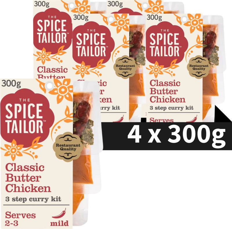 The Spice Tailor Classic Butter Chicken - Curry indio - Paquete de comida con especias indias - Paquete económico - 5 x 300 gramos