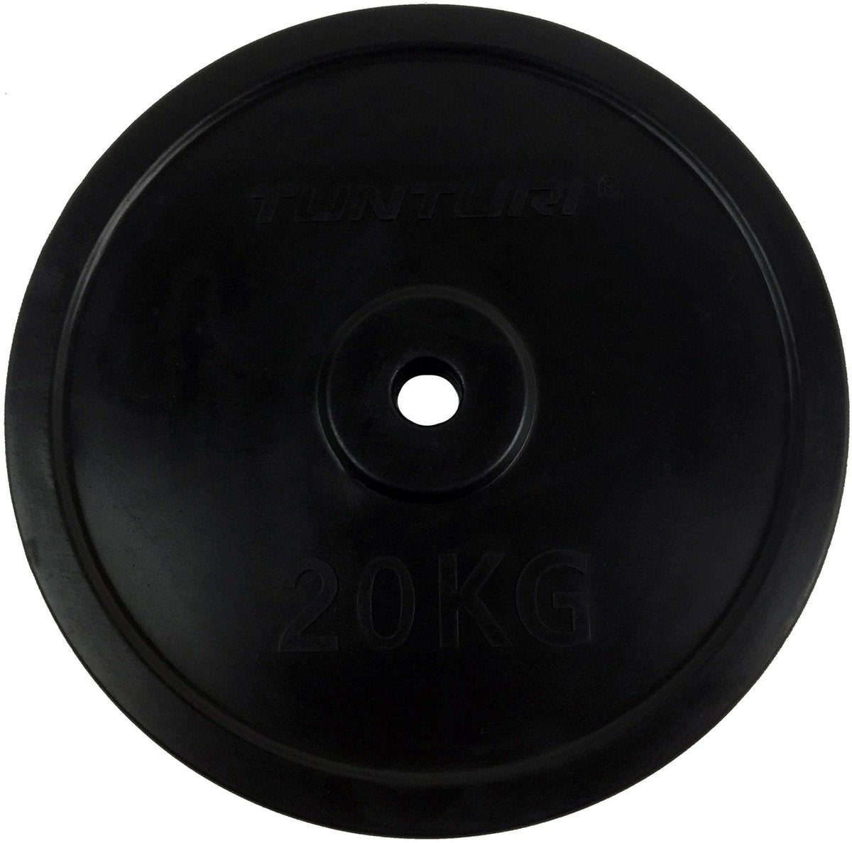 Tunturi halterschijf - halter gewichten - 1x 20kg - 30mm - rubber - incl. gratis fitness app