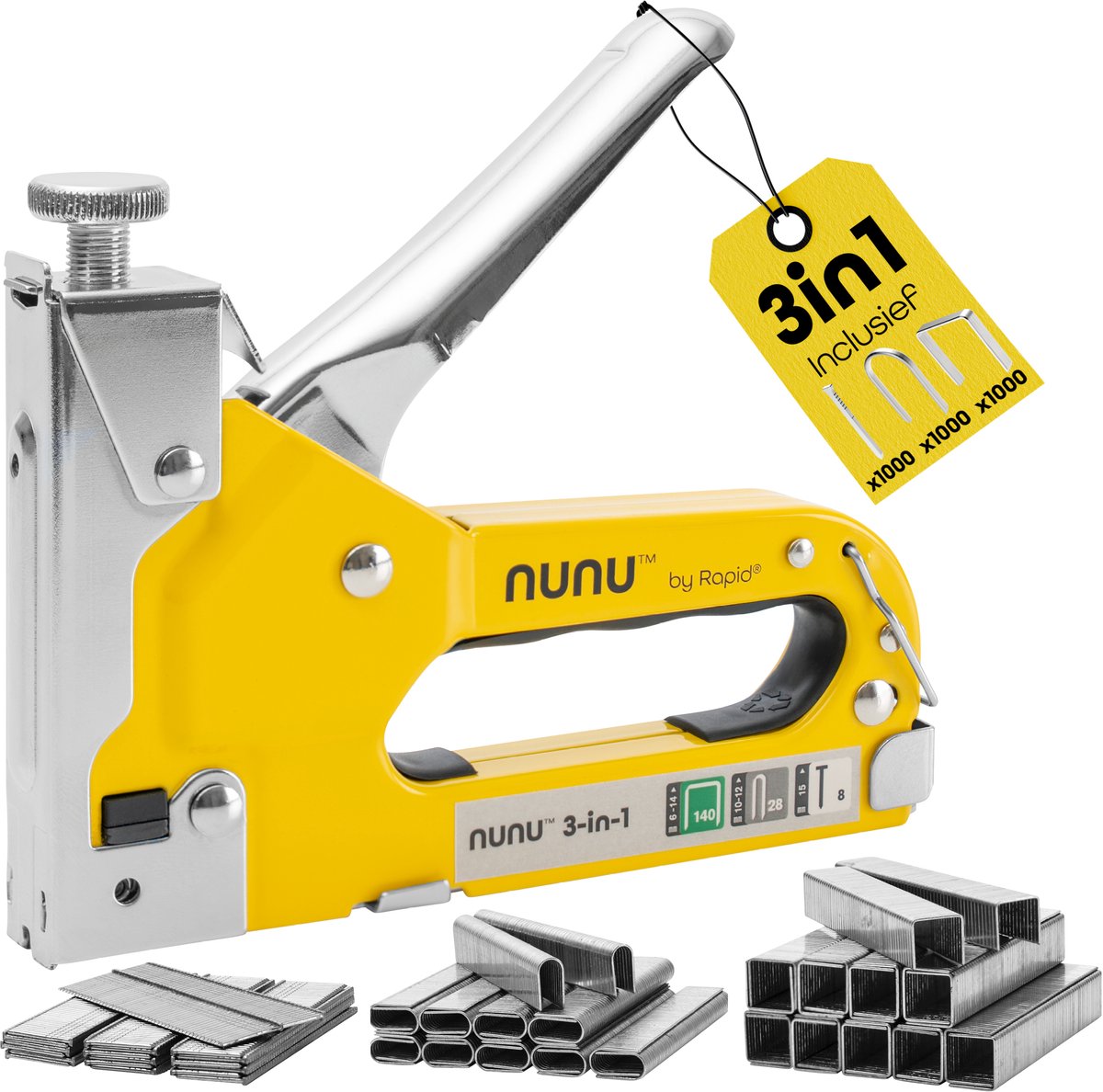 Rapid nunu 3-in-1 hand nailer - set with 3,000 staples and brands