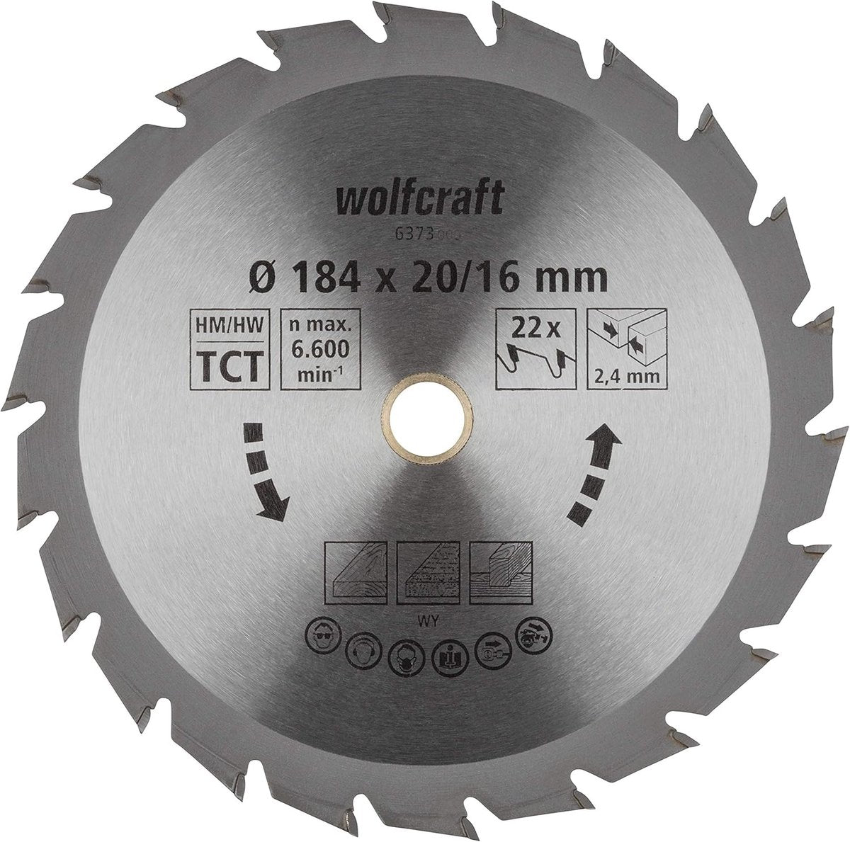 Wolfcraft - lama per sega circolare 184x16mm - 22 denti - lama per sega circolare - serie verde - 6373000