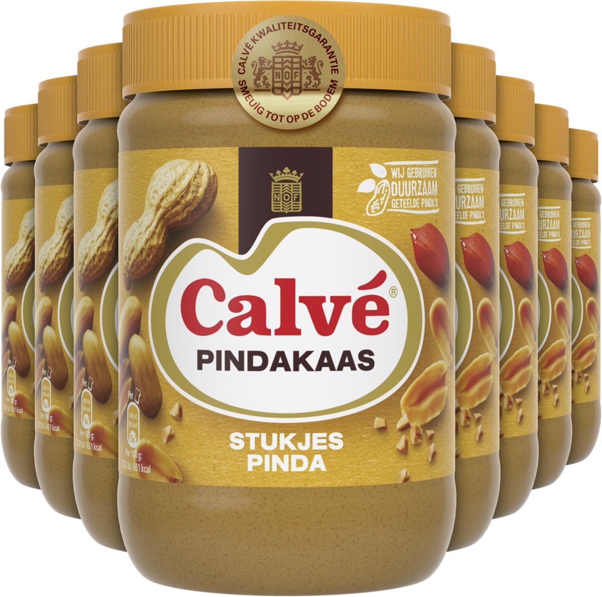 Calvé pindakaas - stukjes pinda - smeuïg tot op de bodem - 12 x 650 g