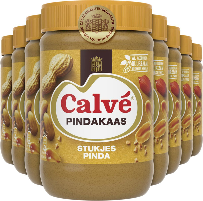 Mantequilla de cacahuete Calvé - trozos de cacahuete - cremosa hasta el fondo - 12 x 650 g