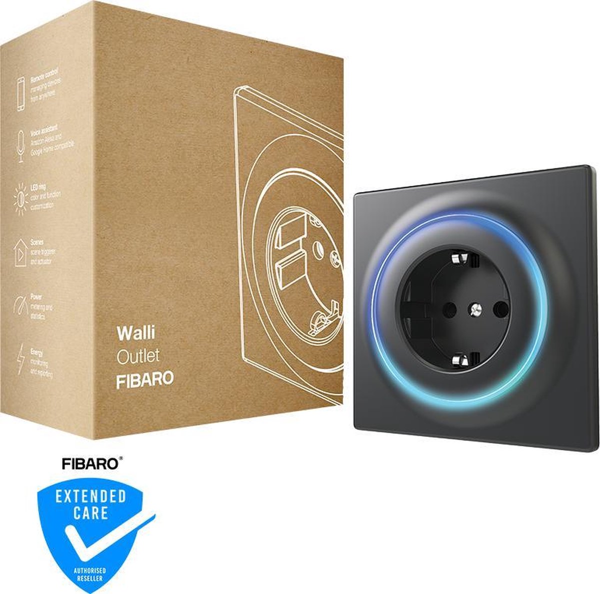 Fibaro walli outlet type f - slimme inbouw stekker voor nl - antraciet - z-wave plus