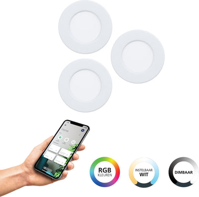 Eglo connect.z fueva 6-z faretto da incasso smart - bagno esterno - LED - ø 8,8 cm - bianco - luce bianca RGB orientabile - dimmerabile - zigbee