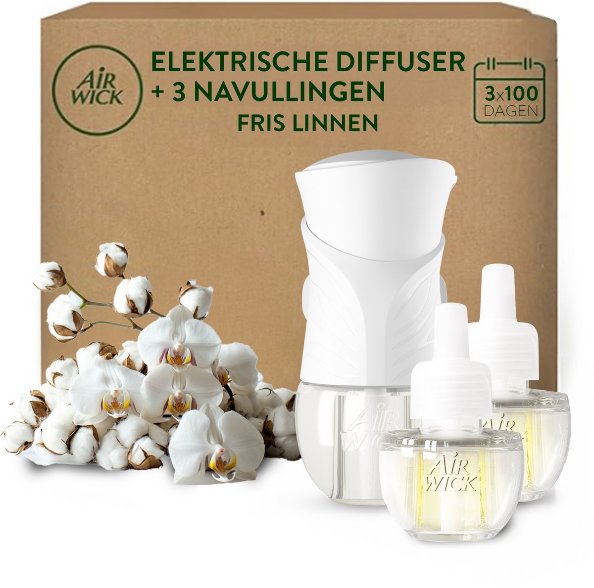 Deodorante elettrico per ambienti Air wick - biancheria fresca - 1 dispositivo + 3 ricariche