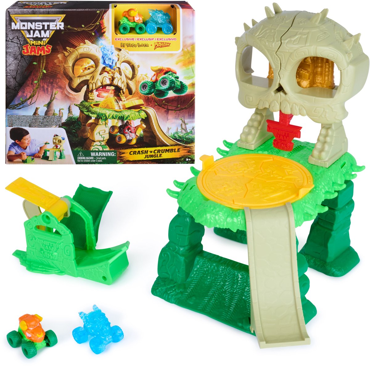 Monster Jam Spin Master Monster Truck giocattolo Crash n Crumble playset con mini camion.
