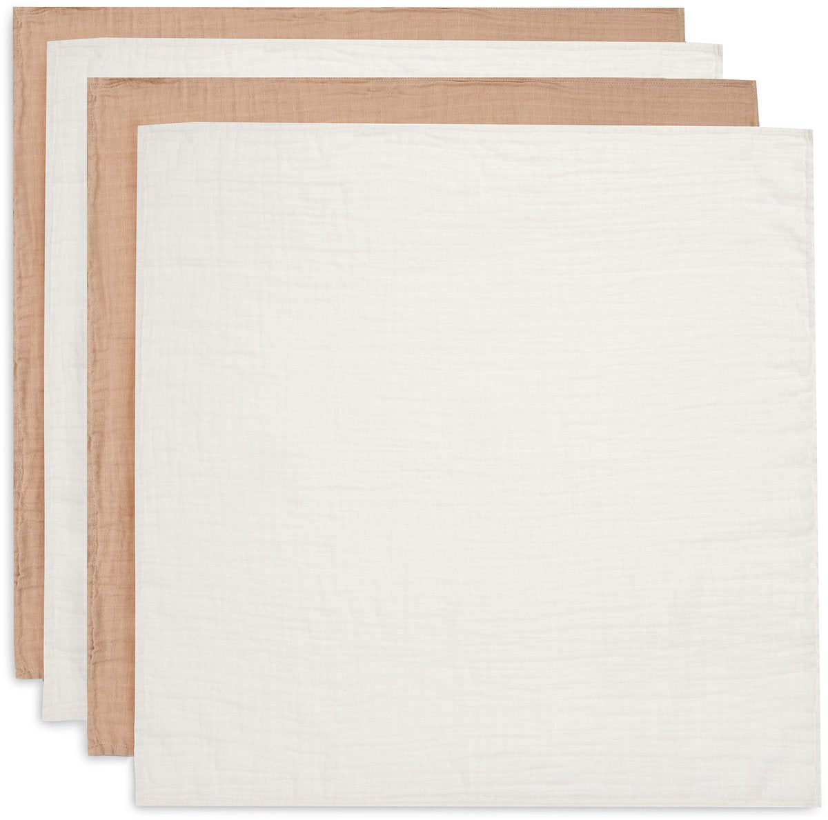 Jollein - hydrofiele doek small 70x70cm - inbakerdoek - zacht katoen - 4 stuks - biscuit ivory