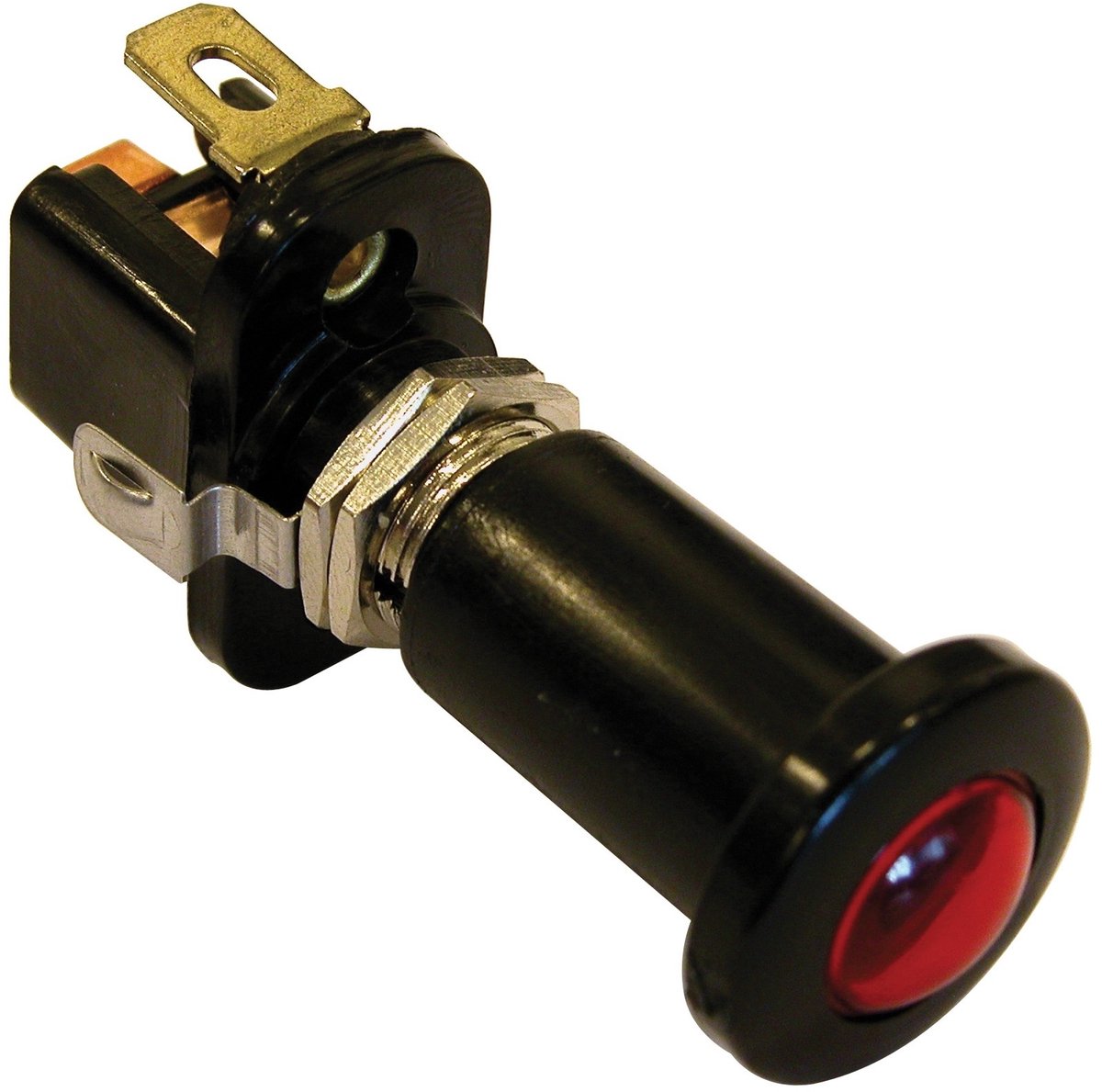 Carpoint trekschakelaar met rode indicator – 12v inbouwschakelaar – verlichte trekschakelaar – compact design – zwart
