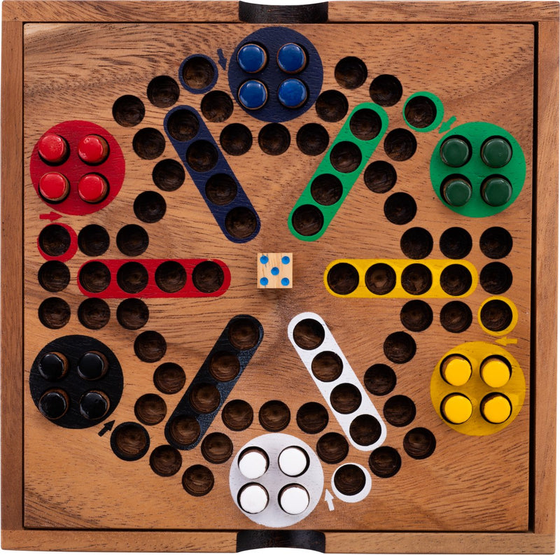 Engelhart ludo 6 giocatori – gioco da tavolo in legno – legno di acacia ecologico – classico gioco non disturbare le persone – gioco per famiglie -