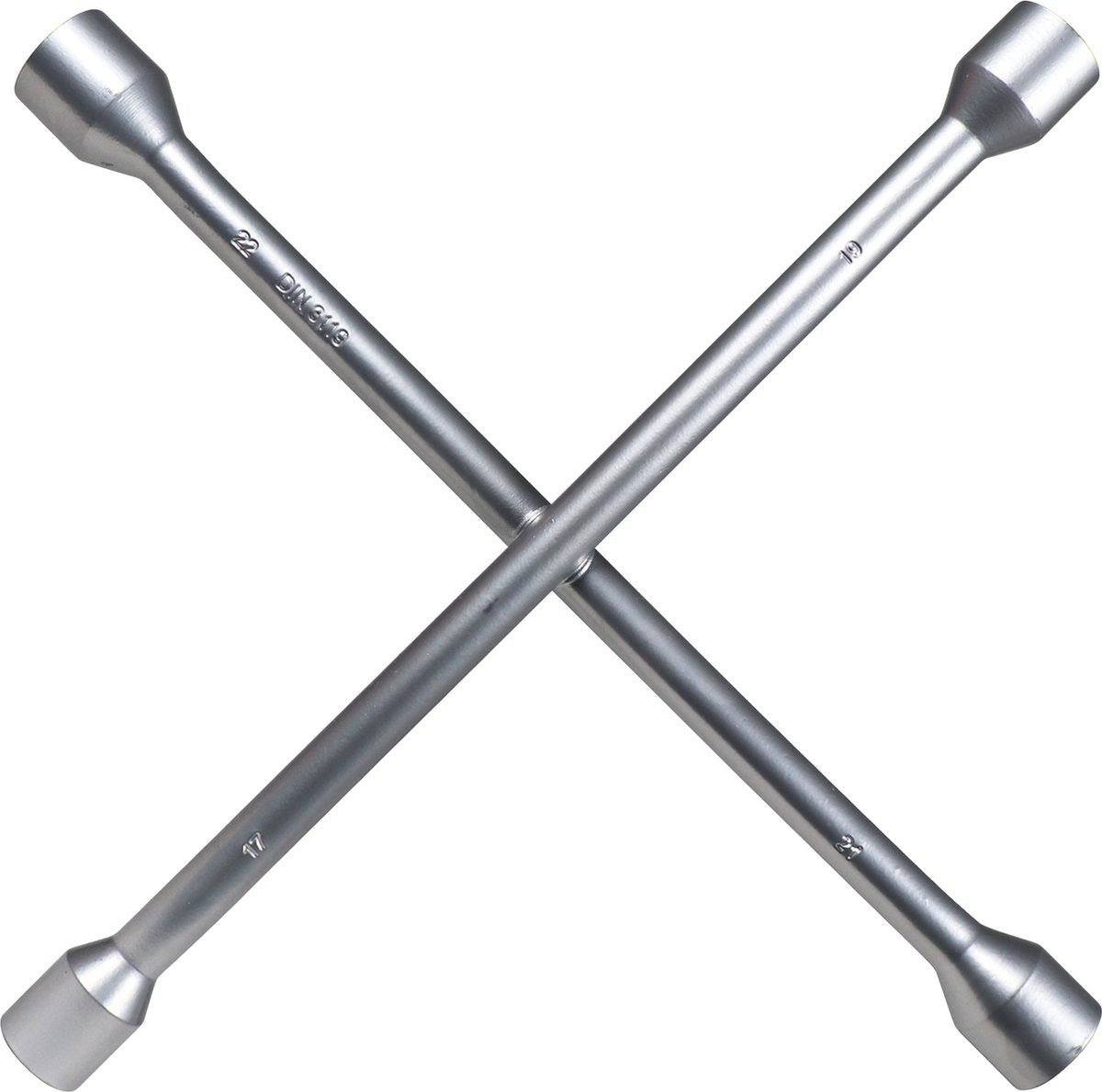 Llave cruzada Carpoint – 17 19 21 22 mm – totalmente de acero – 35 x 35 cm – ideal para cambios de neumáticos – altamente confiable