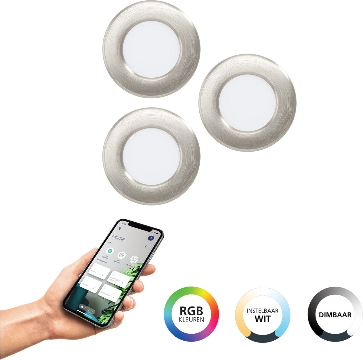Foco empotrable inteligente Eglo connect.z fueva 6-z - LED - ø 8,8 cm - cromo - luz blanca RGB regulable - regulable - zigbee