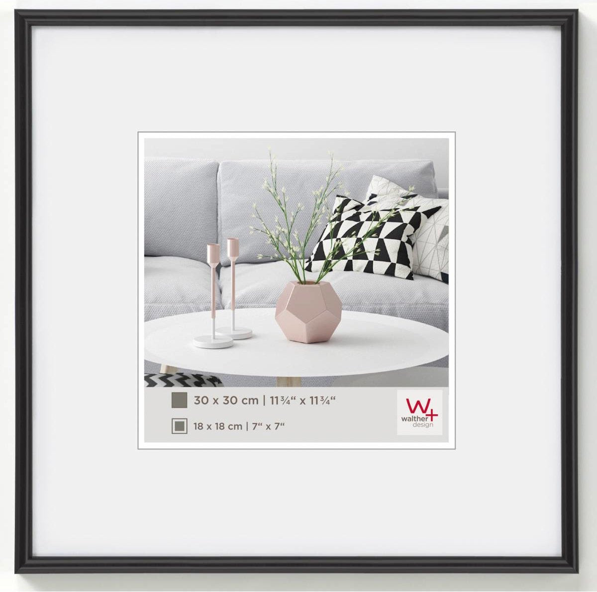 Walther galeria - cornice in plastica - misura foto 30x30 cm - nera