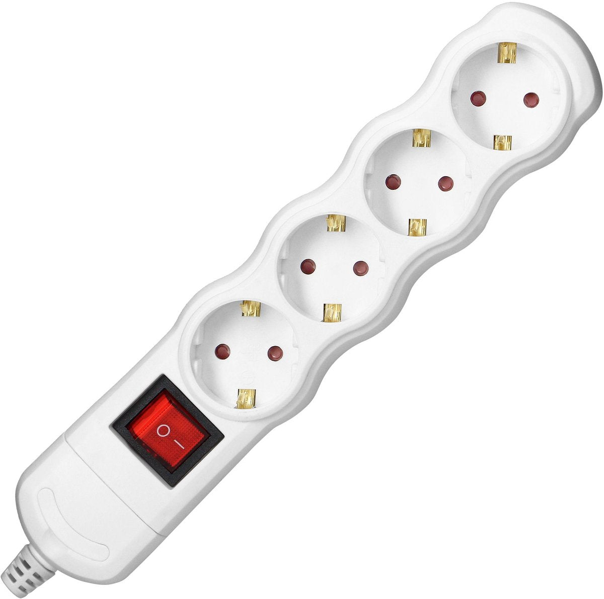 Regleta Orno con interruptor - enchufe de distribución de 4 vías - regleta sin cable - blanco
