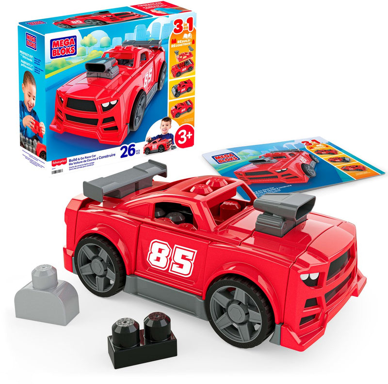 Mega Bloks costruisce e guida un giocattolo esca per auto da corsa con ruote funzionanti - 26 pezzi
