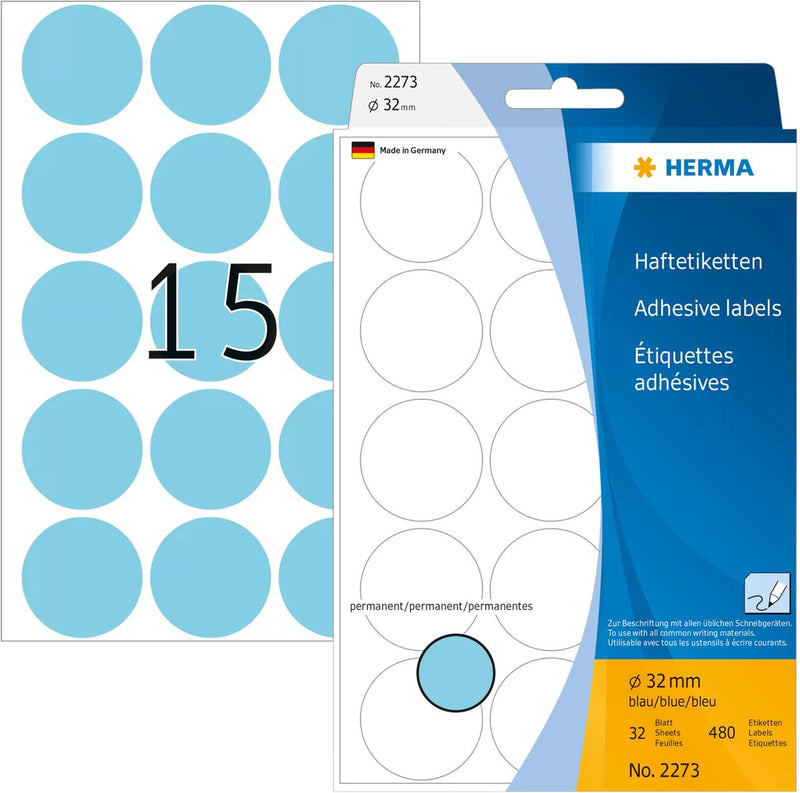 Sin marca sin marca herma 2273 univers.etik. azul ø32mm 32 hojas 480 uds.
