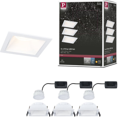 Paulmann LED incasso 3-step-dim cole coin set da 3 ip44 angolare 88x88 mm coin 3x6w 3x470lm 230v dimmerabile 2700k bianco