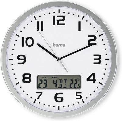 Orologio da parete Hama - Moorea - display con data e temperatura - argento