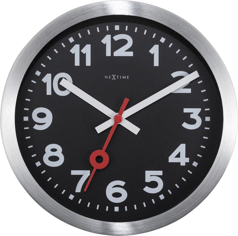 Estación Nexttime – reloj de pared reloj de mesa – 19 cm – aluminio – negro