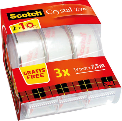 Nastro adesivo scotch crystal 600 19mmx7,5mt 2+1 disp