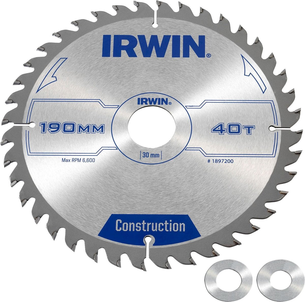 Irwin construction - circular saw blade - 190x30mm - 40 teeth - widia