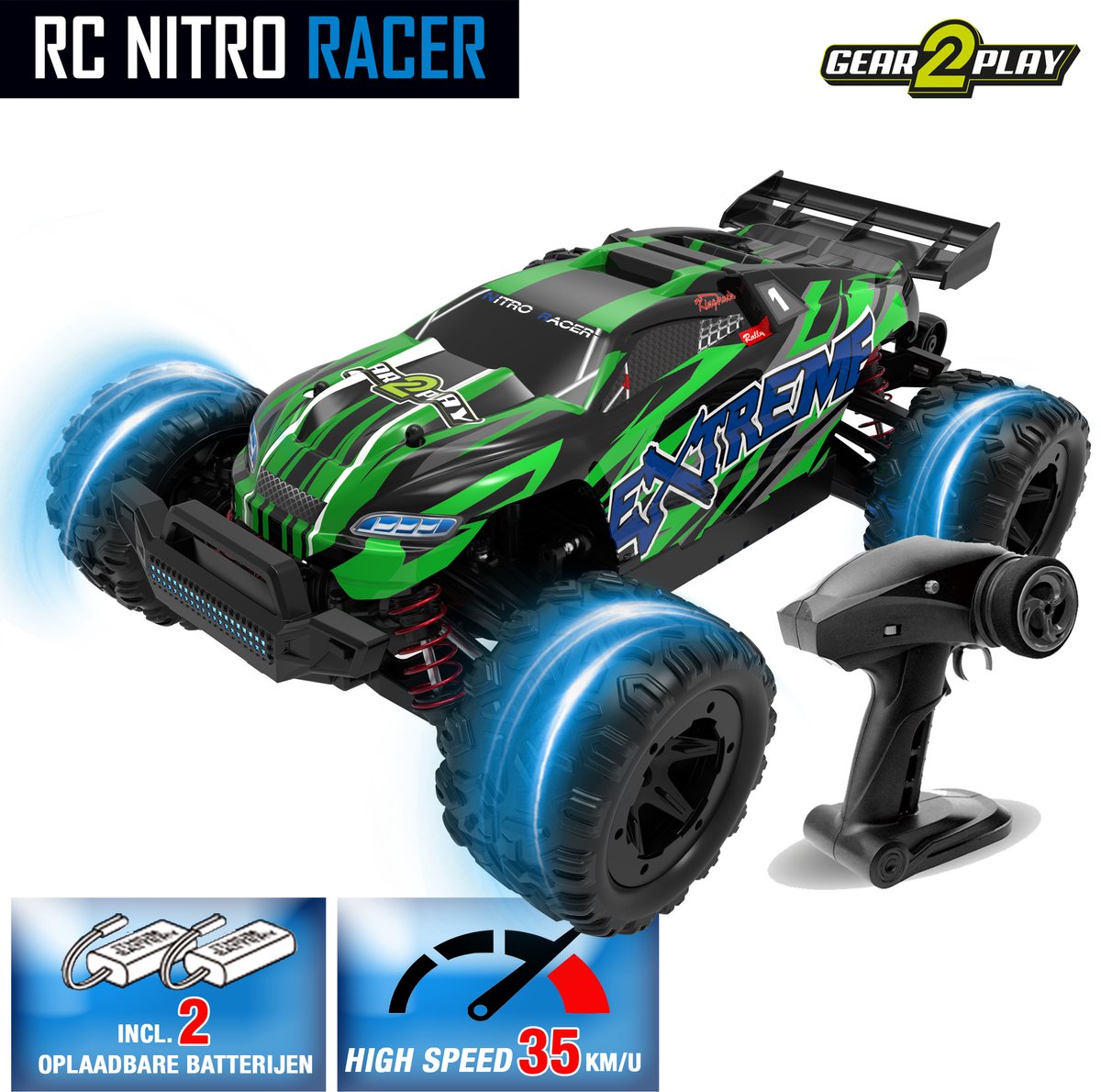 Gear2play RC Nitro Racer Auto guidabile superveloce - 1:18