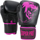 Super pro combat gear warrior lederen (kick)bokshandschoenen zwart roze 12oz