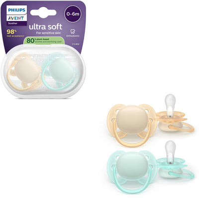 Philips avent ultra soft – superzachte siliconen fopspeen (0-6 mnd) – voor gevoelige huid – 2 stuks - scf091 40