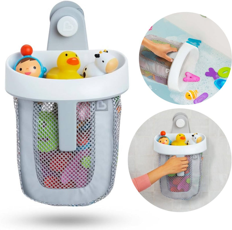Cesta de baño Munchkin para juguetes de baño - pala de baño súper pala - ¡fácil almacenamiento de juguetes de baño! - ventosa fuerte - organizador de baño - gris