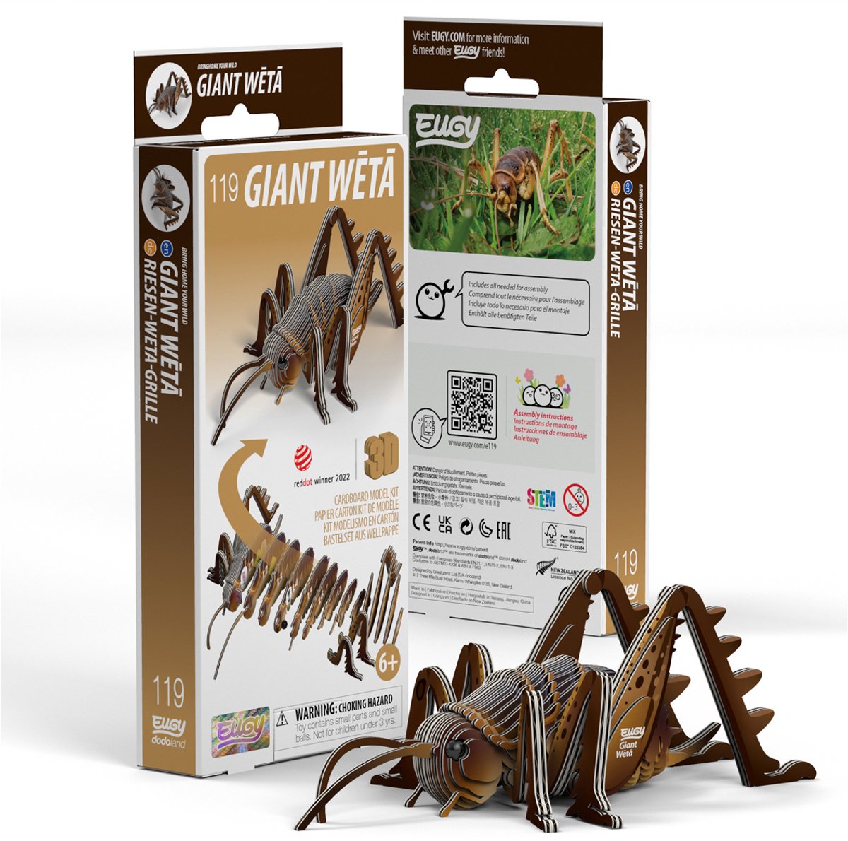 Eugy 3d puzzel - sprinkhaan - wilde dieren - duurzaam - verzamel ze allemaal - 6 jaar