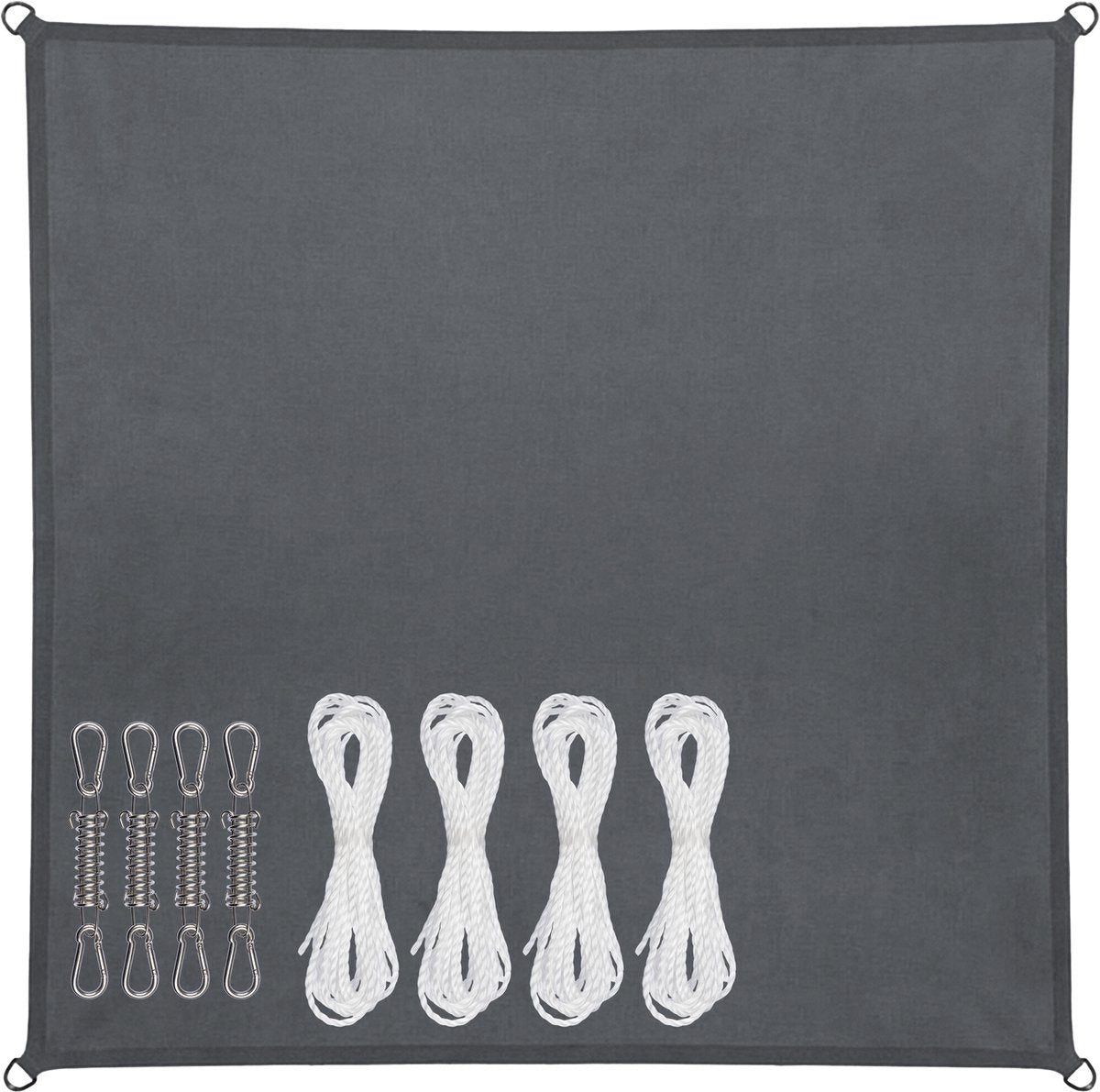 Abbey camp schaduwdoek - pes - 3 x 3 m - grijs - zonnedoek - rvs ringen - sunshade