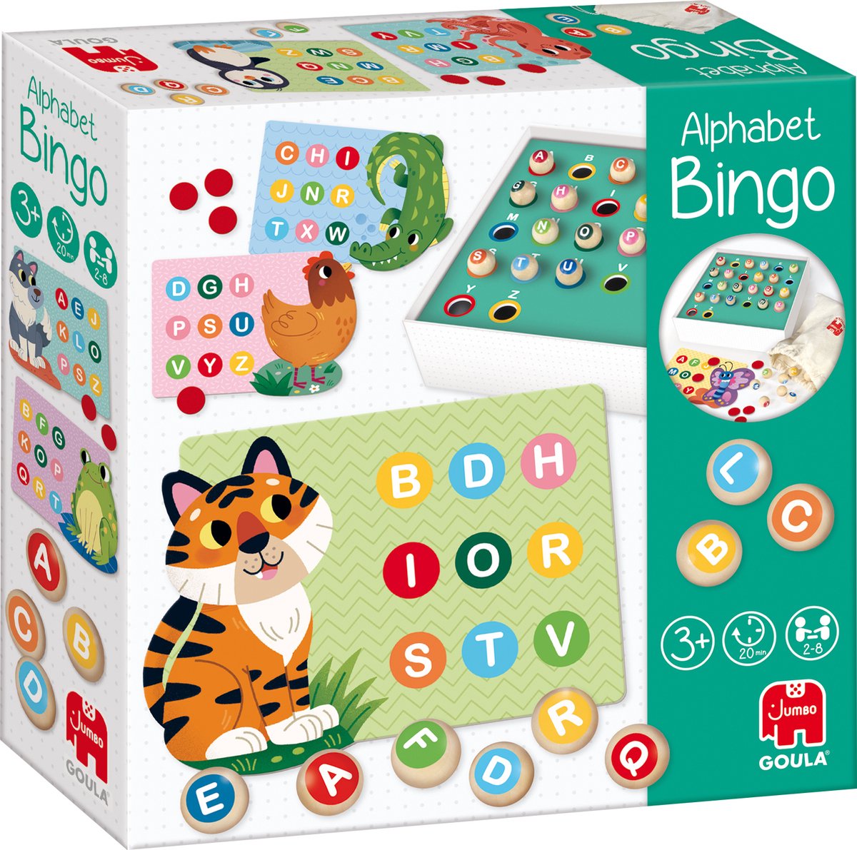 Goula jumbo - - bingo con l'alfabeto - gioco per bambini dai 3 anni - gioco da tavolo - impara i colori e le lettere