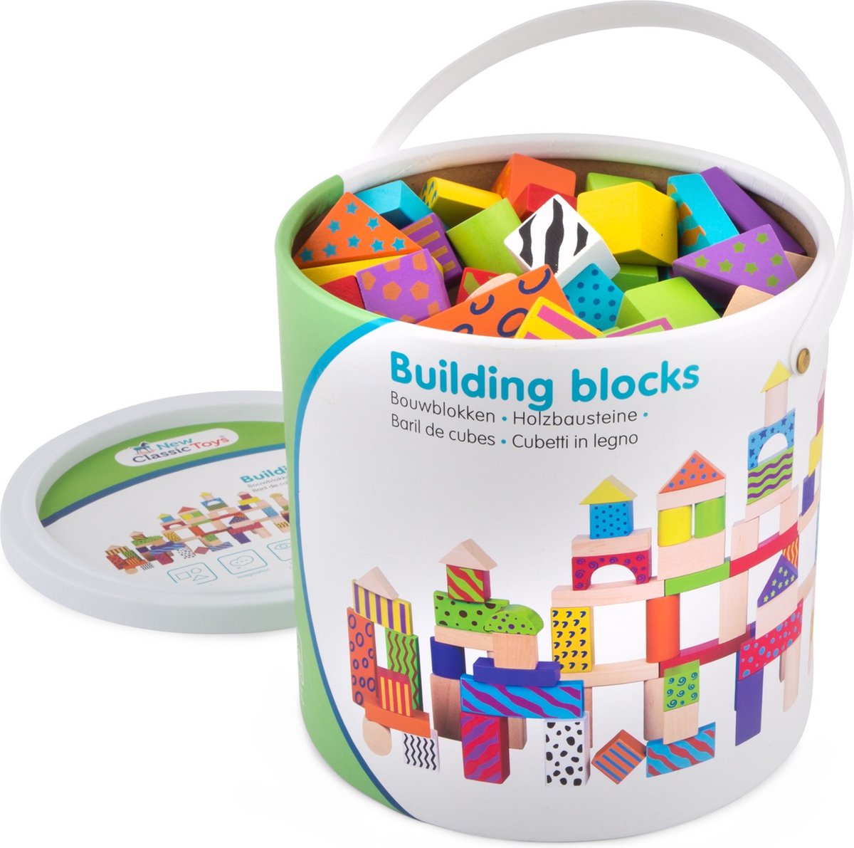 New classic toys ® bloques de construcción de madera - bloques 100 piezas - fantasía - fsc
