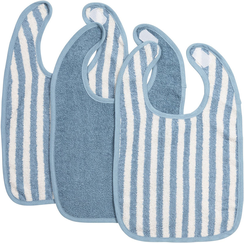 Bavaglino Meyco Baby Fat Stripe - Confezione da 3 - Spugna Jacquard - Blu Jeans