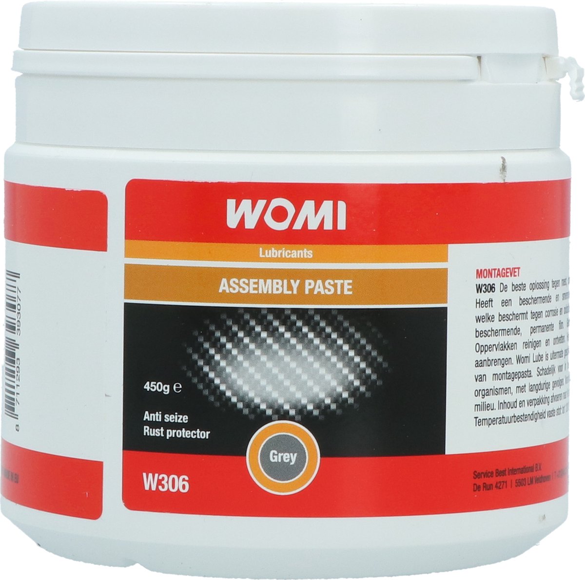 Grasa de montaje Womi w306 – 450 g – gris – resistente a la presión, anticorrosión – para cargas pesadas – grasa de montaje profesional