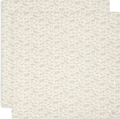 Jollein - panno idrofilo grande 115x115 cm - fasce, panni per ruttini, panni per bambini - cotone morbido - animali - torrone - 2 pezzi