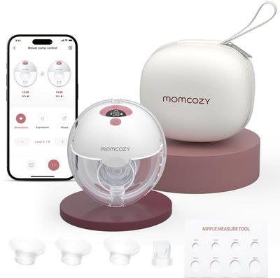Momcozy m5 smart – hands-free breast pump – 1 piece – electric – silent compact – with breast shield inserts – white red