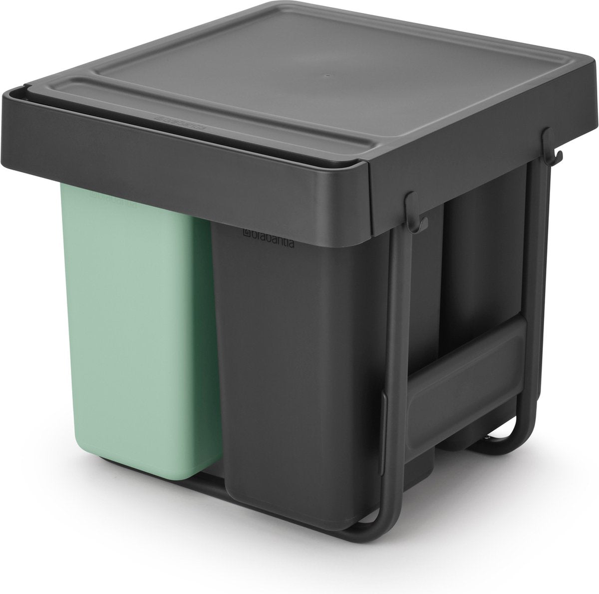 Pattumiera da incasso Brabantia sort go - 10+10+20 litri - verde giada e grigio scuro