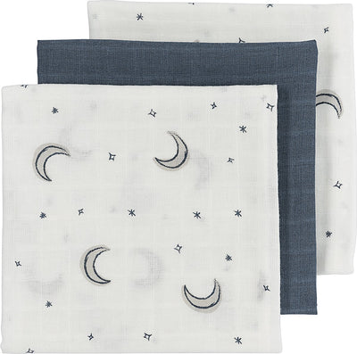 Paños hidrofílicos Meyco baby moon - paquete de 3 - índigo - 70x70cm