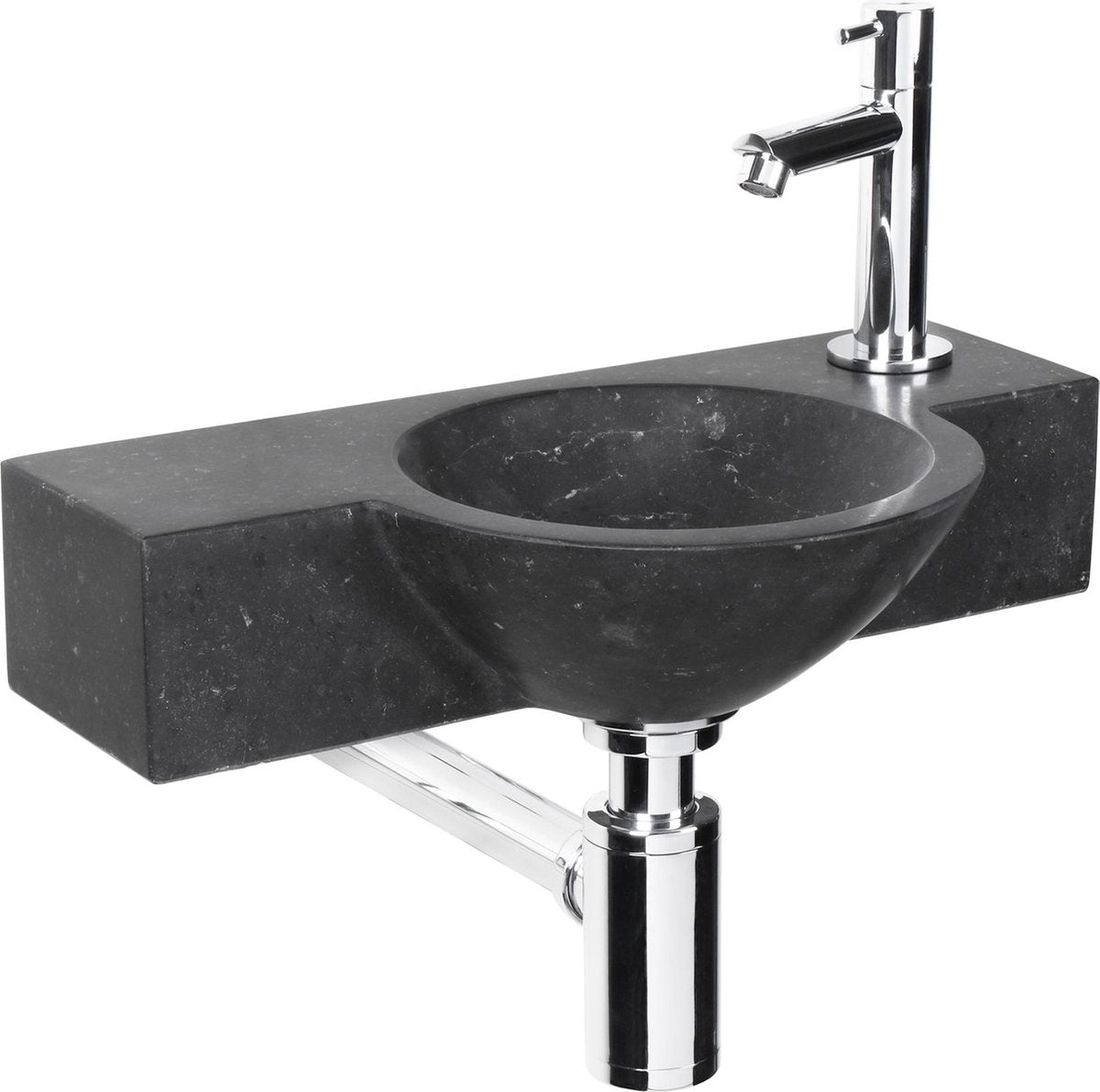 Set fontana Differnz teti - 40x23x8cm - rotondo - 1 foro per rubinetto - nero