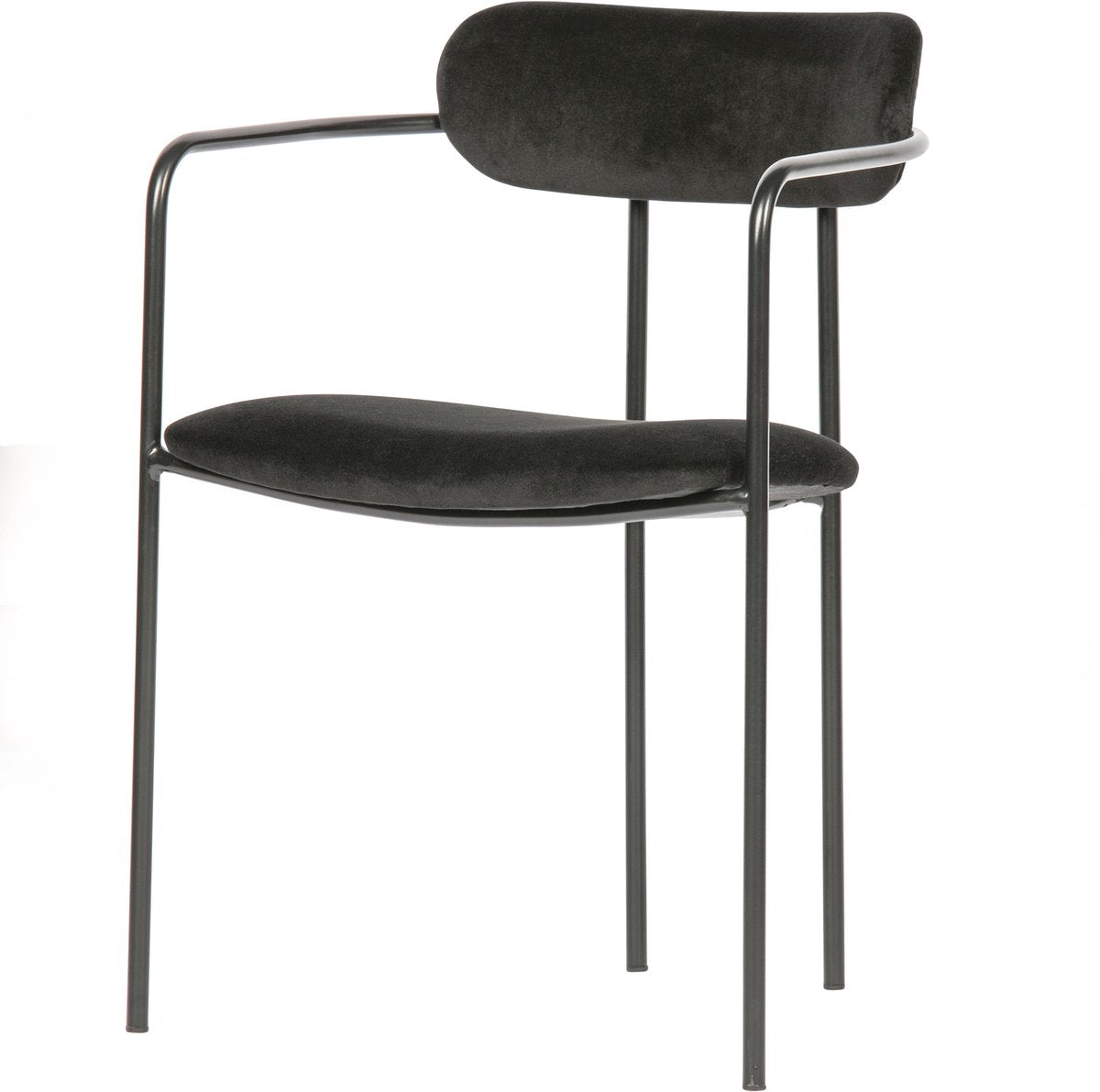 Woood ivy eetkamerstoel - fluweel - zwart - 74x52x50