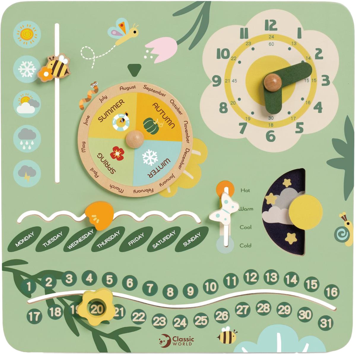 Orologio per calendario vintage in legno classico