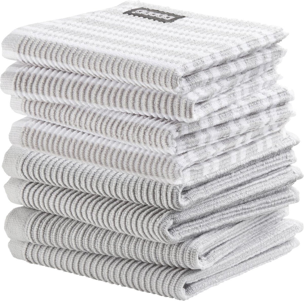 Ddddd - paños de cocina y paños de cocina - juego de 8 piezas - algodón - lazo para colgar - 30x30 cm - gris claro