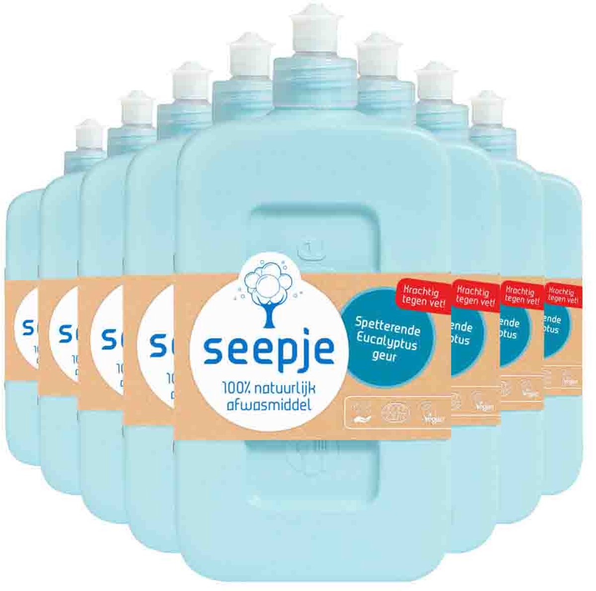 Seepje detersivo per piatti Splashing Eucalipto - 8 x 500 ml - Confezione risparmio