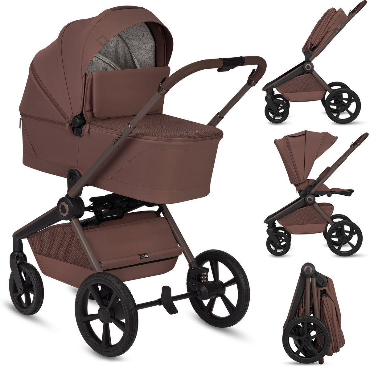 Passeggino Lionelo Freya 2in1 - passeggino navicella - dalla nascita fino a 22 kg - passeggino premium - ruote in PU con sospensione - sedile fronte strada - capottina UPF50+ - sistema di accessori completo