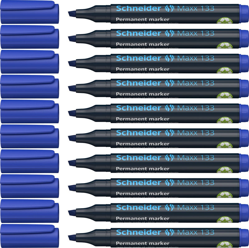 Strumenti di scrittura Schneider pennarello indelebile Schneider - maxx 133 - punta a scalpello - blu - 10 pezzi - s-113303-10