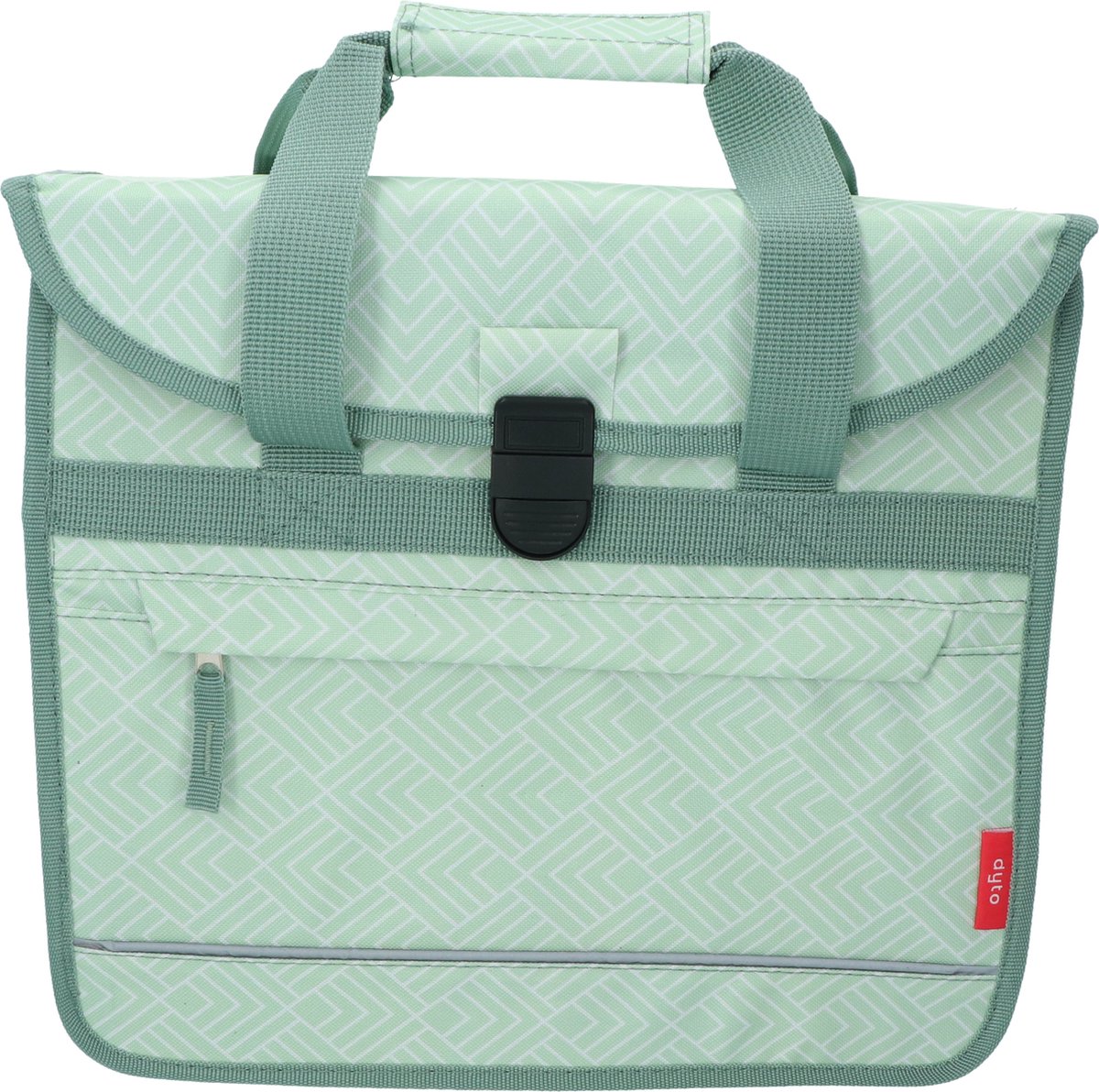 Borsa bici singola Dyto - verde menta - nylon idrorepellente - comoda tasca frontale - dimensioni: 34x32x13cm - capacità 14 litri