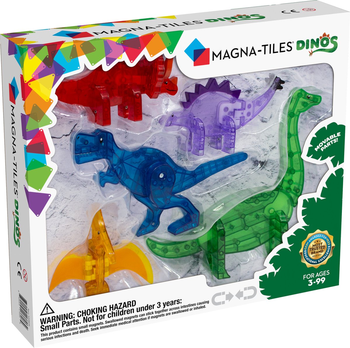 Magna-tiles magna tiles - dino set - magnetisch speelgoed 5 stuks