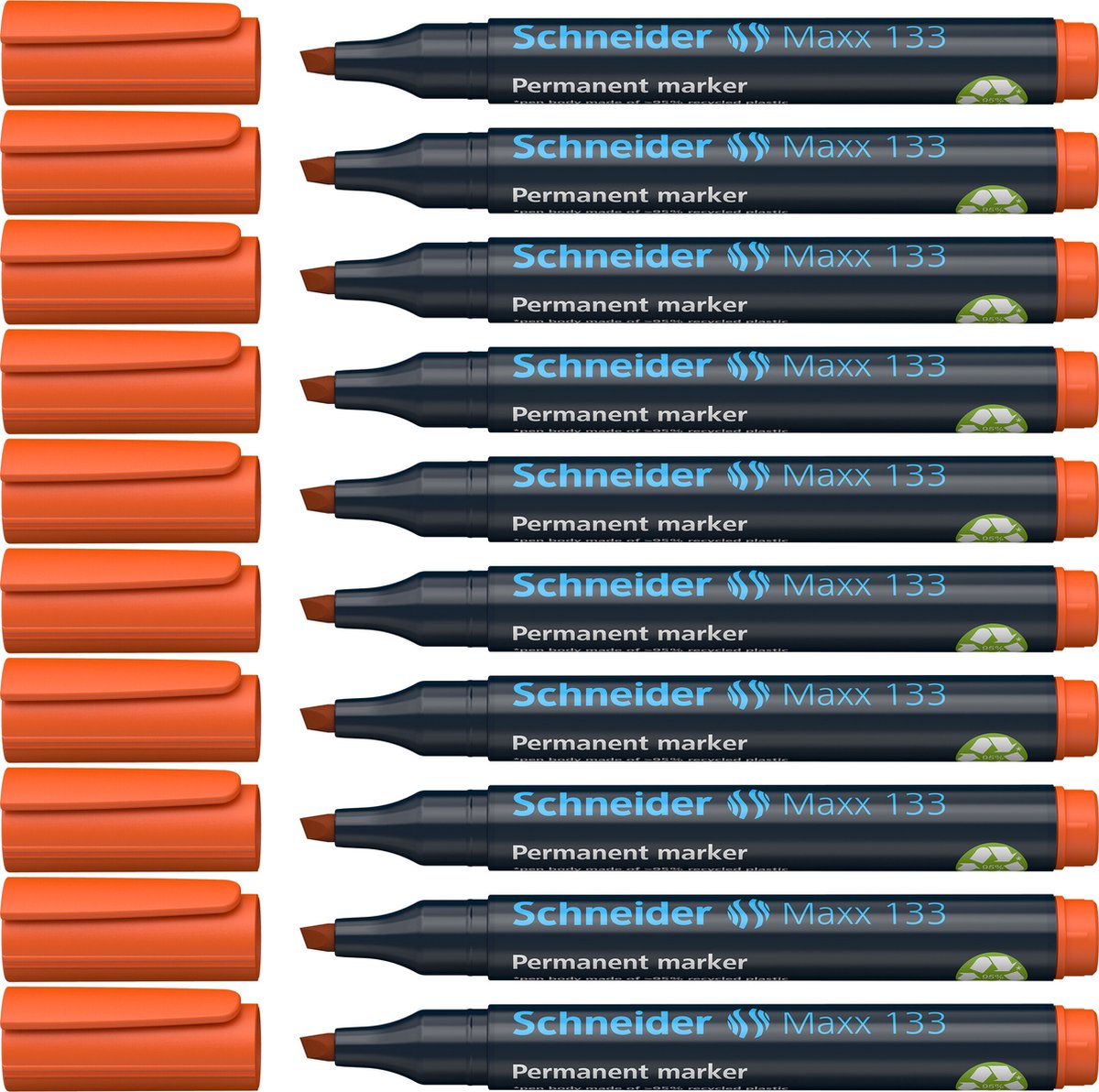 Schneider schrijfwaren schneider permanent marker - maxx 133 - beitelpunt - oranje - 10 stuks - s-113306-10