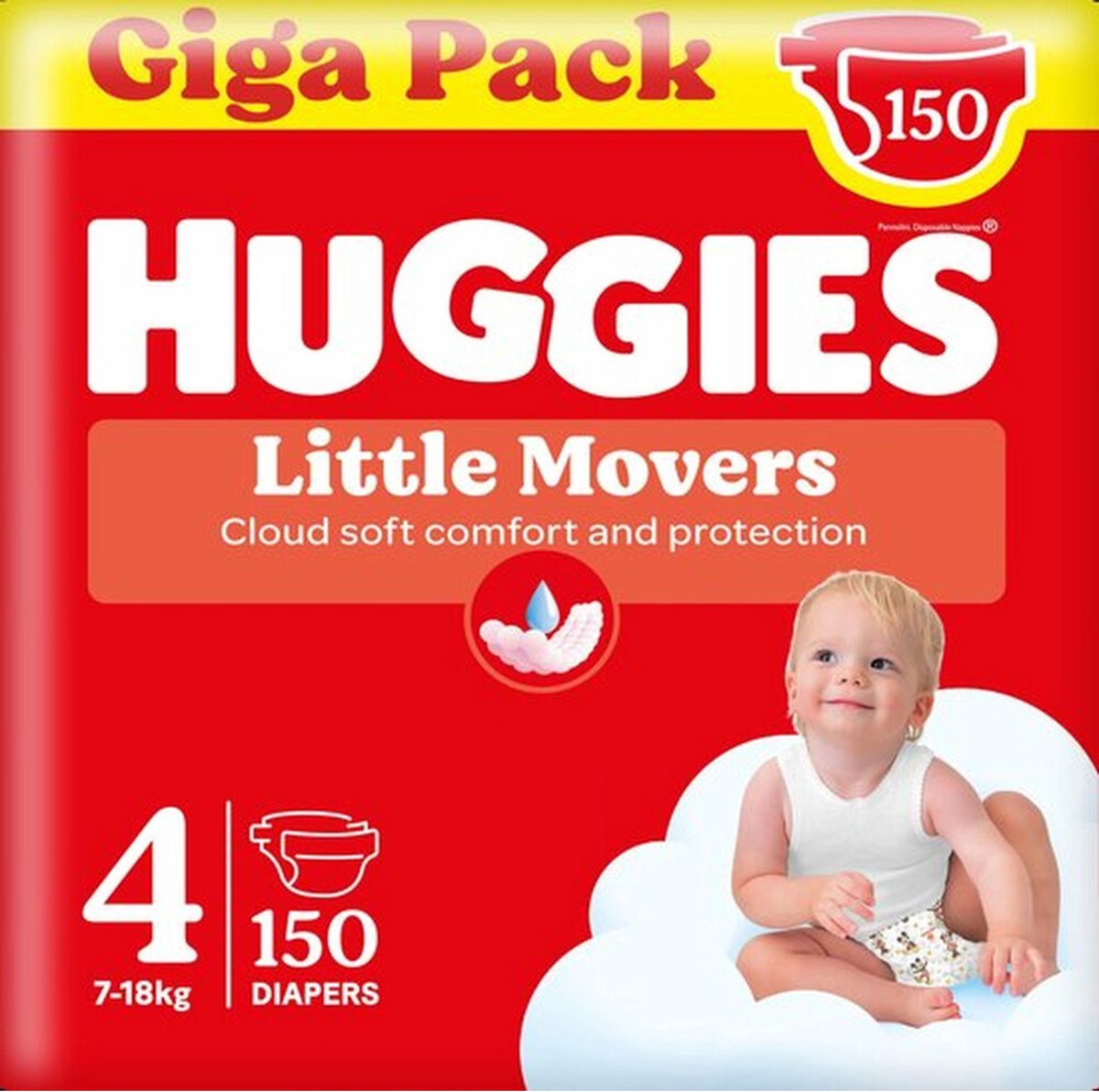 Pañales para bebé Huggies ® little movers, talla 4 (de 7 a 18 kg), 150 pañales con diseños de Disney©, giga pack