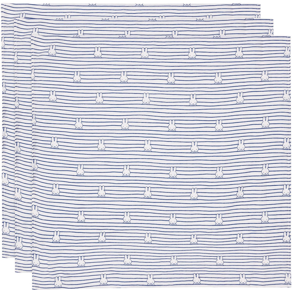 Jollein x nijntje hydrofiele doek small - 70x70cm - miffy stripe - navy - 3 stuks